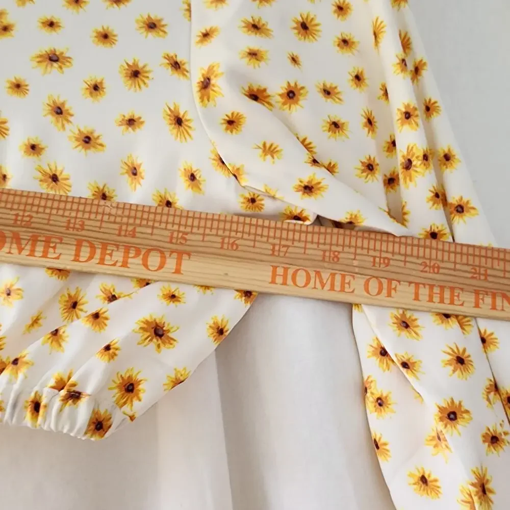 We wore what Onia Billow sleeve ditsy floral crop top sunflower S boho festival - Picture 6 of 8